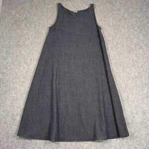 Apuntob Dark Navy Fleece Wool Sleeveless Knit Midi Dress Checkered Women Size XS